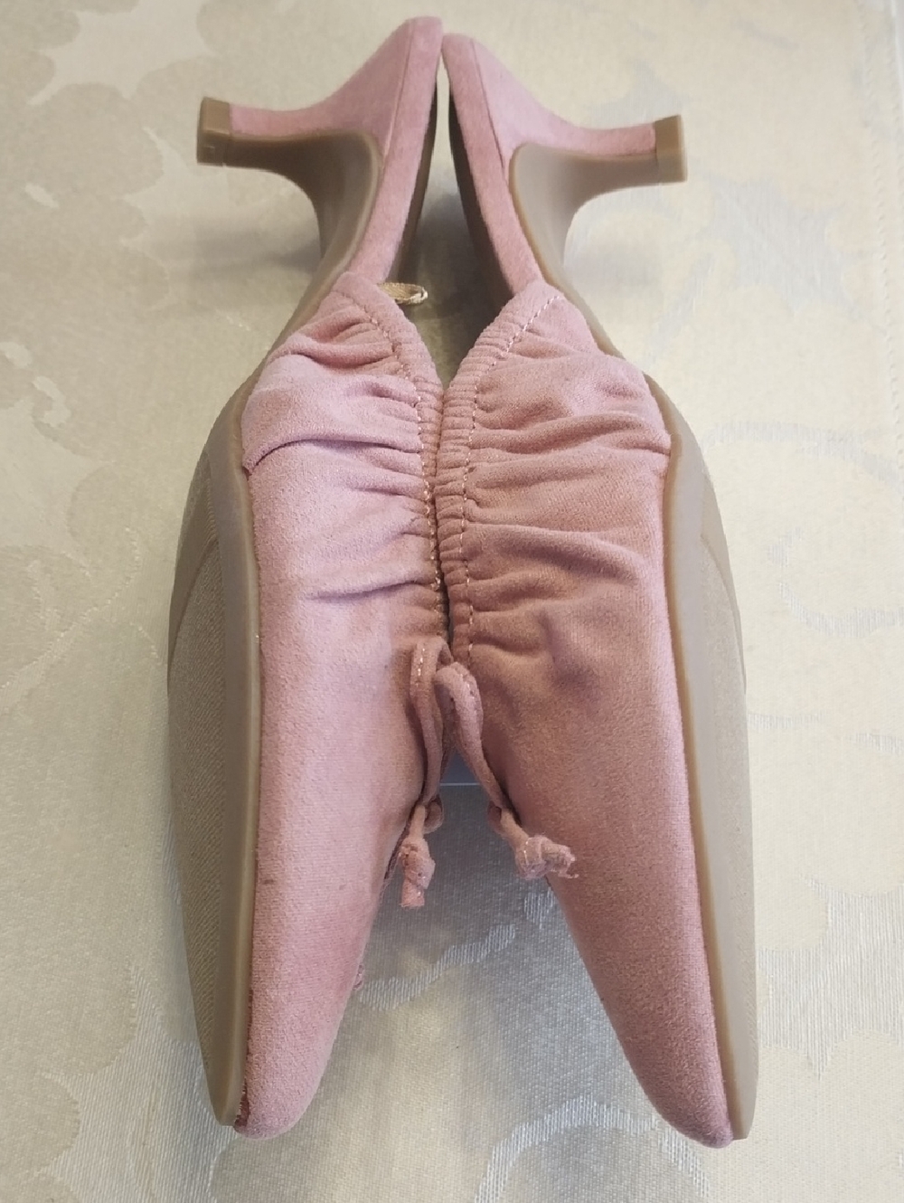 Faux Suede NWT Kitten Heel Mules Women's Size 7M Pink Memory Foam Insole Fairy - Picture 6 of 11